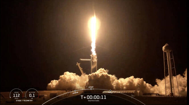 SpaceX's Falcon 9 rocket takes off with four space tourists on board, September 15, 2021, from Kennedy Space Center in Florida.