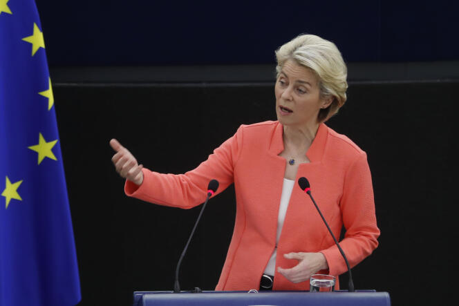 Discours d’Ursula von der Leyen, présidente de la Commission européenne,  le 15 septembre 2021 devant le Parlement européen, à Strasbourg.