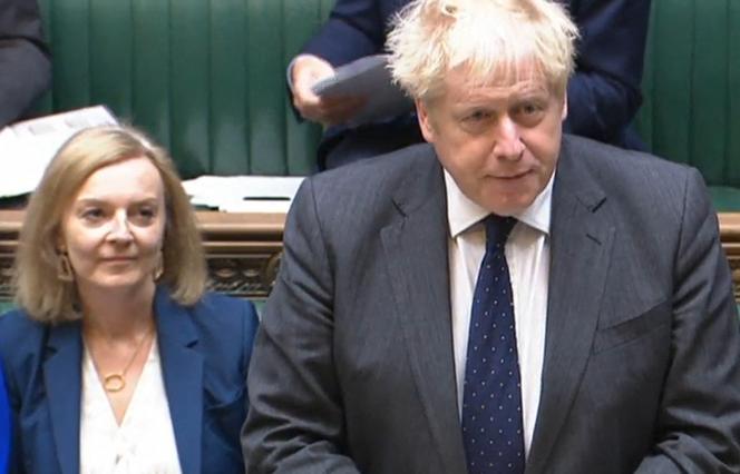 Screenshot of the UK Parliament where Prime Minister Boris Johnson spoke about the defense deal, in London on September 16, 2021.