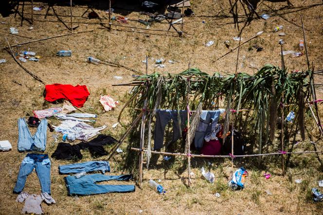 A temporary migrant camp set up under the Del Rio International Bridge, in the United States, on Friday, September 17, 2021.