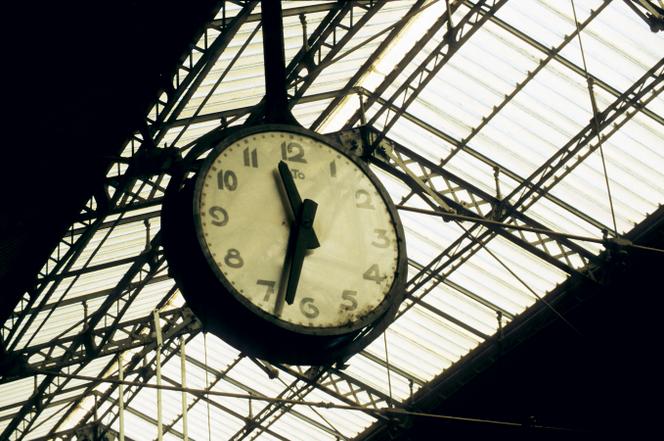 Sous la verrière de la gare de Toulouse-Matabiau.