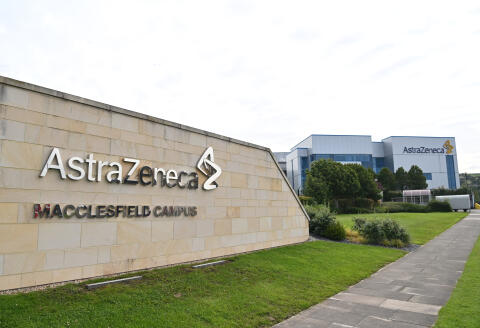 a general view is pictured of the offices of British-Swedish multinational pharmaceutical and biopharmaceutical company AstraZeneca PLC in Macclesfield, Cheshire on July 21, 2020. (Photo by Paul ELLIS / AFP)