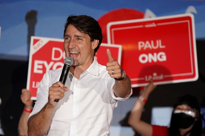 Justin Trudeau, el primer ministro canadiense, hizo campaña el 19 de septiembre de 2021 en Winnipeg, el día antes de las elecciones legislativas.