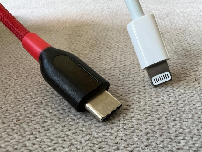 Une connectique USB-C et la connectique Lightning d’Apple.