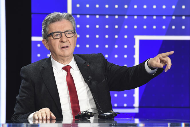 Jean-Luc Mélenchon, le candidat de La France insoumise à l’élection présidentielle, lors de son débat face à Eric Zemmour, sur le plateau de BFM-TV, le 16 septembre 2021.