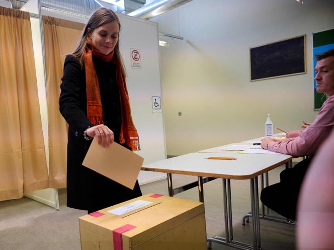 Icelandic Prime Minister Katherine Jakobstotir, during her legislative vote, in Reykjavik, September 25, 2021.