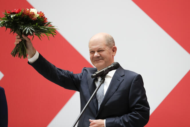Le candidat du Parti social-démocrate (SPD) à la chancellerie, Olaf Scholz, à Berlin, le 27 septembre 2021.