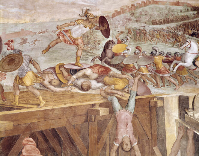 « Horatius Coclès défend le pont Sublicius », fresque de Laureti Tommaso (1587-1594), musée Capitolin, Rome.