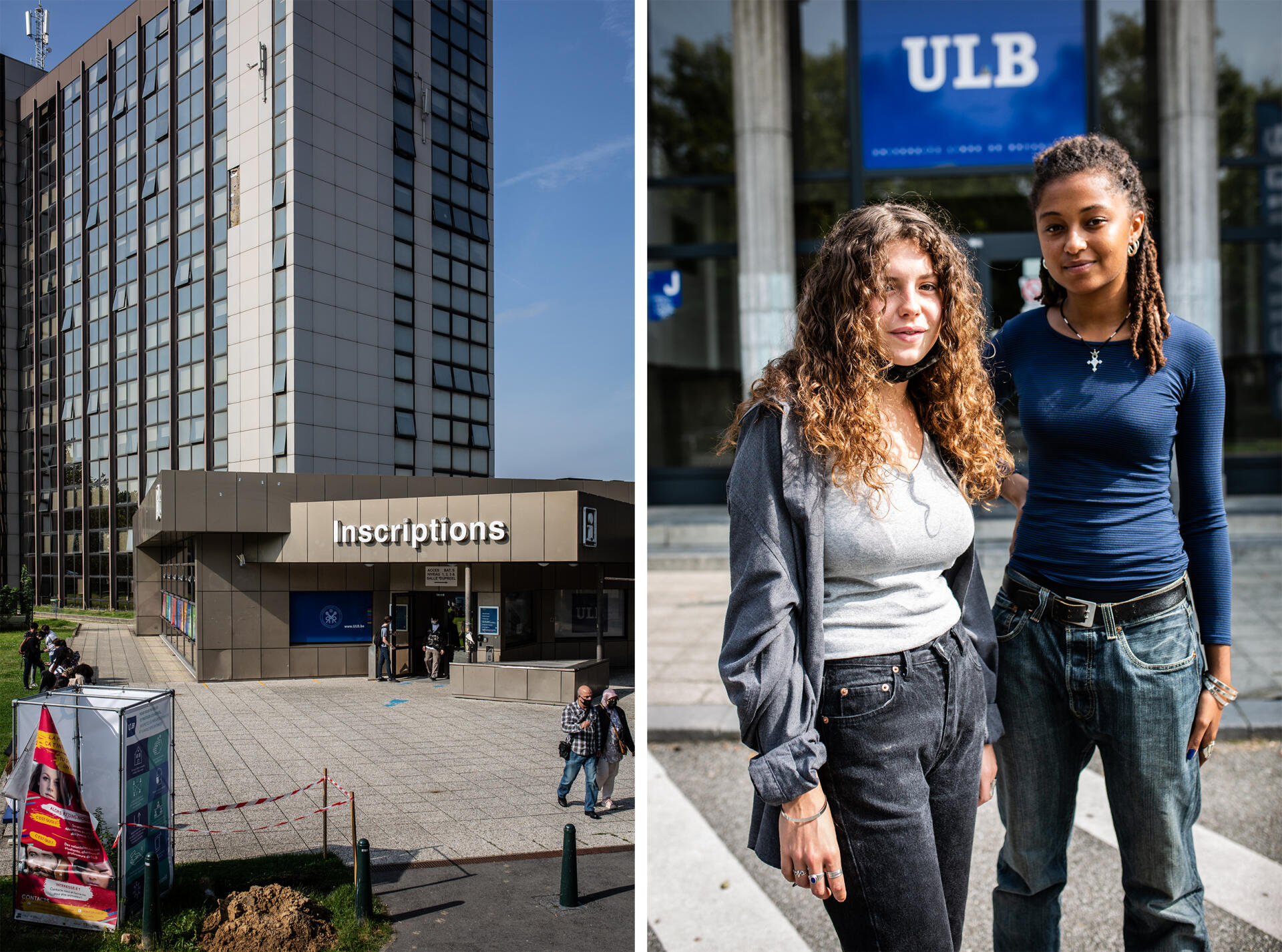 Comme 12 % des étudiants qui s’inscrivent à l’ULB, Manon Biseau (à gauche) et Tilao Tchiombiano viennent de France pour suivre des études de science politique à Bruxelles, le 13 septembre 2021.