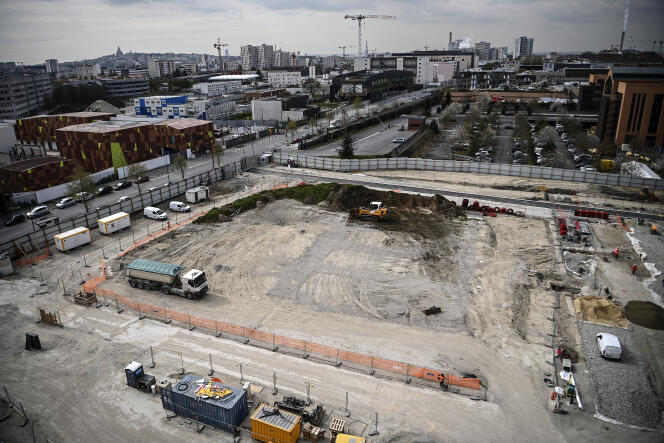 Construction site of the Olympic Village, in Saint-Denis (Seine-Saint-Denis), April 8, 2021.