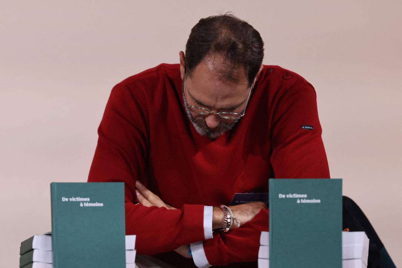 François Devaux, fondateur de l’association de victimes La parole libérée, assiste à la publication du rapport de la commission indépendante sur les abus sexuels dans l’Eglise catholique (Ciase), le 5 octobre, à Paris.