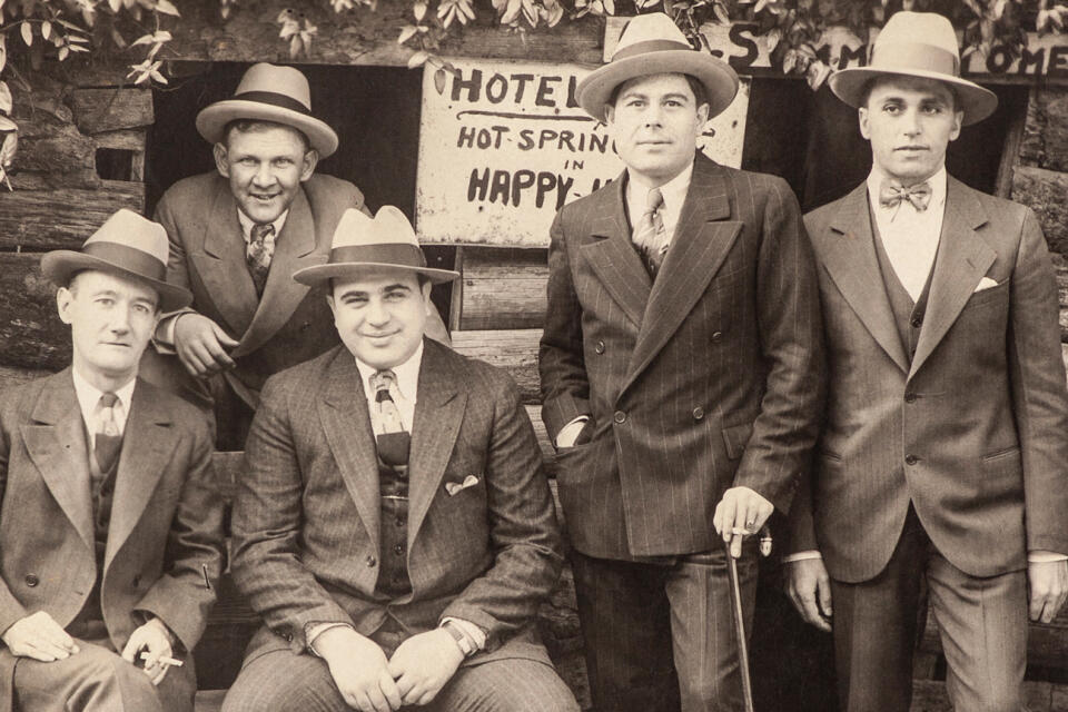 Vintage Silver Print Photograph of Al Capone and Associates at Hot Springs, Arkansas