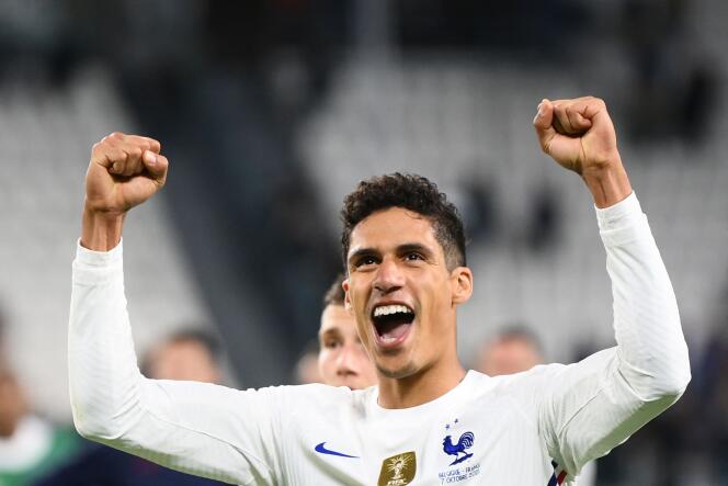 Raphaël Varane during the victory of the Blues against Belgium, in the semi-final of the League of Nations, on October 7, 2021, in Turin (Italy). 
