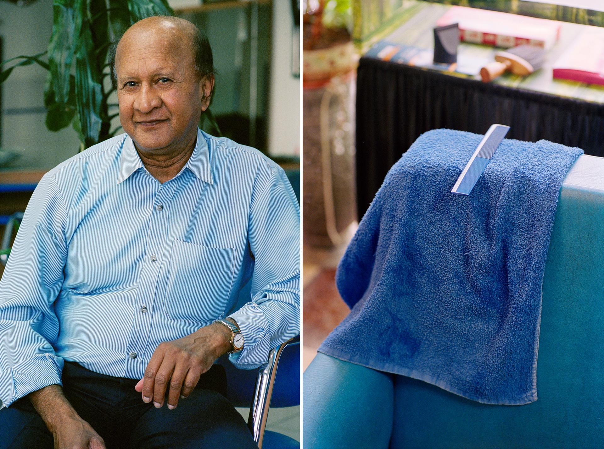 Le patron de Maurice Coiff-Air, dans le 20e arrondissement de Paris, le 28 septembre 2021.