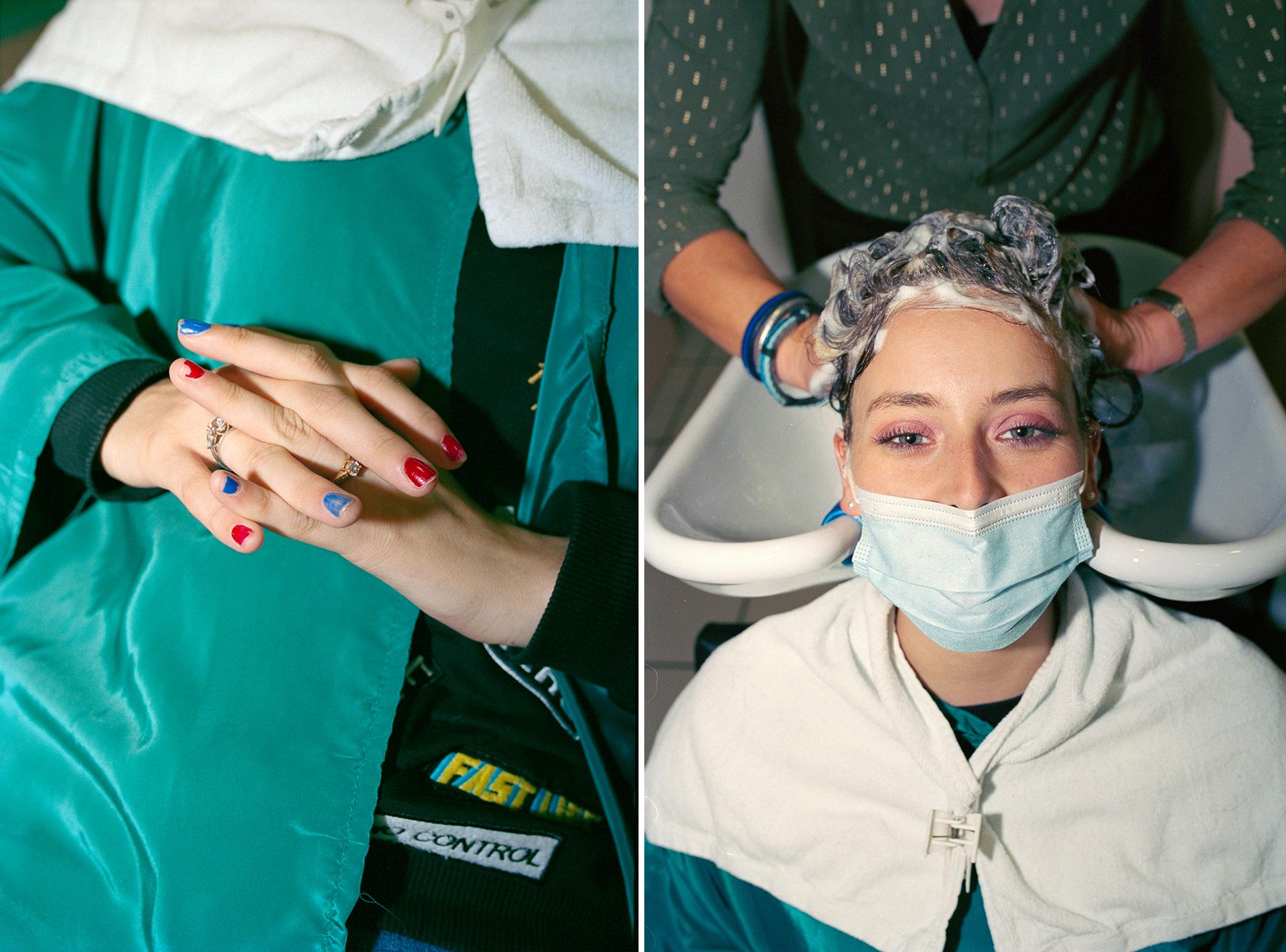 Une jeune cliente du salon Tchip Coiffure, à Cosne-Cours-sur-Loire (Nièvre), le 21 septembre 2021.