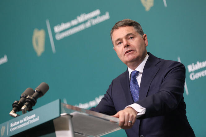 Le ministre irlandais des finances, Paschal Donohoe, lors d’une conférence de presse à Dublin, le 7 octobre 2021.