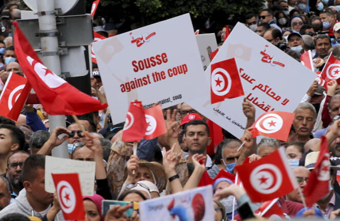 Demonstration against the seizure of power by Kaïs Saïed, in Tunis, on October 10, 2021.