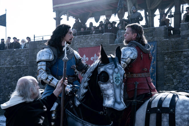 Le chevalier Jean de Carrouges (Matt Damon, à droite) et l’écuyer Jacques Le Gris (Adam Driver). patrick redmond