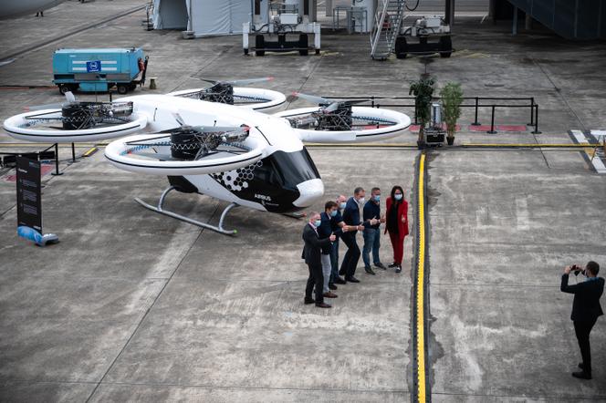 Protoype City Airbus, un taxi volant électrique, au centre de livraison d’Airbus à Colomiers (Haute-Garonne), le 21 septembre 2021.
