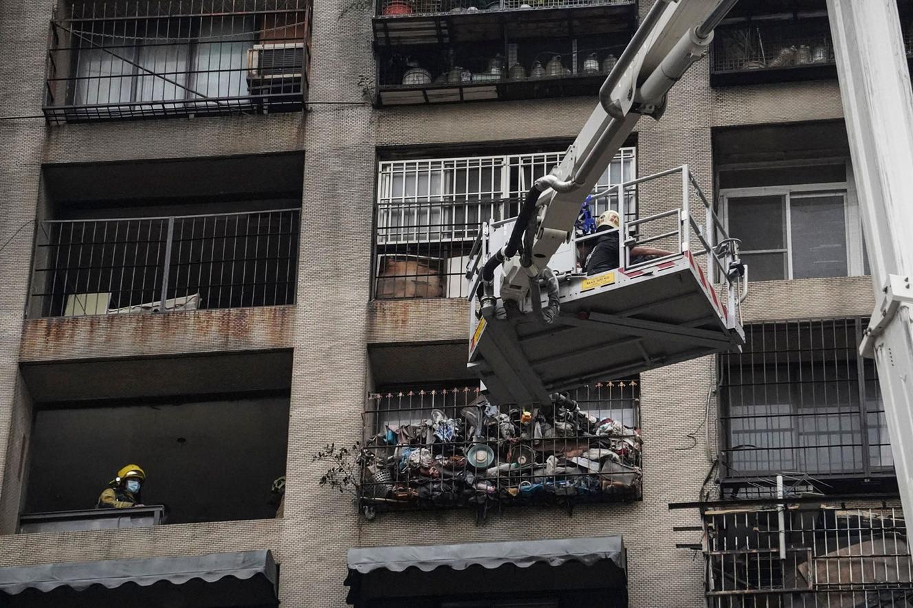 Foto vrijgegeven door Taiwan's Central News Agency op 14 oktober 2021, na de brand.