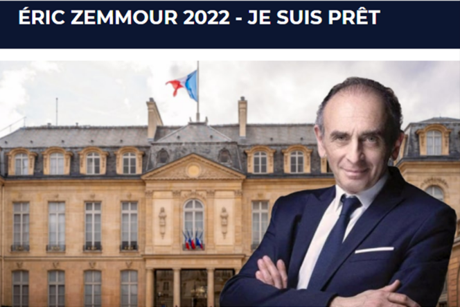 Capture d’écran du site Jagispourzemmour.fr, qui invite les internautes à faire un don pour financer l’éventuelle campagne d’Eric Zemmour.