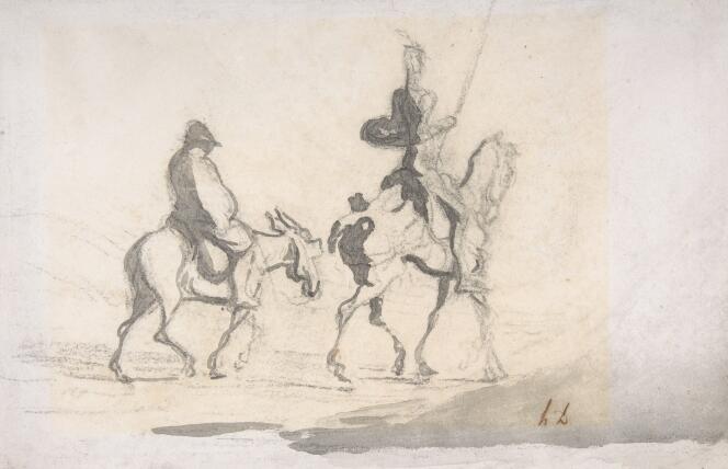 Don Quichotte et Sancho Pansa, dessin d’Honoré Daumier, XIXe siècle.