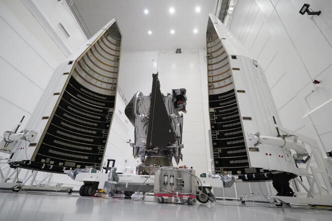 The Lucy probe, in Titusville (Florida), on September 29, 2021. The spacecraft is scheduled to launch on October 16, 2021.