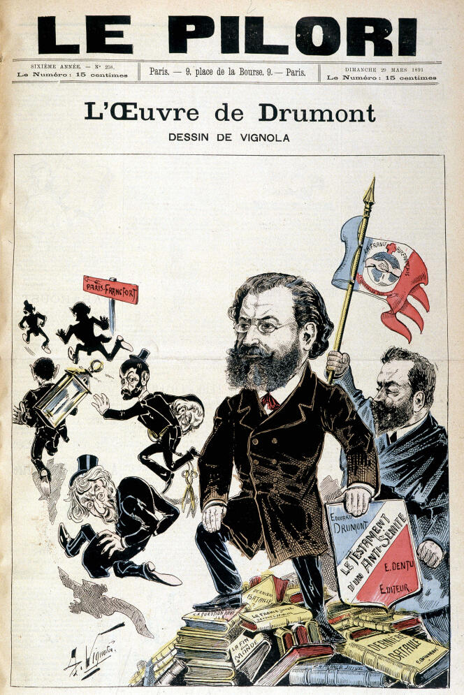Edouard Drumont en « une » du « Pilori », journal satirique réactionnaire, du 29 mars 1891.