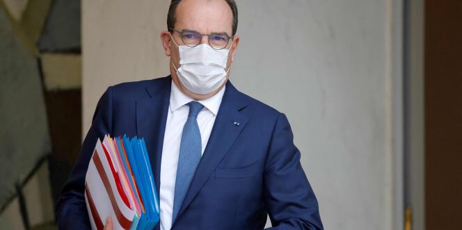 Le premier ministre, Jean Castex, quittant l’Elysée après la tenue du conseil des ministres, le 20 octobre 2021, à Paris.