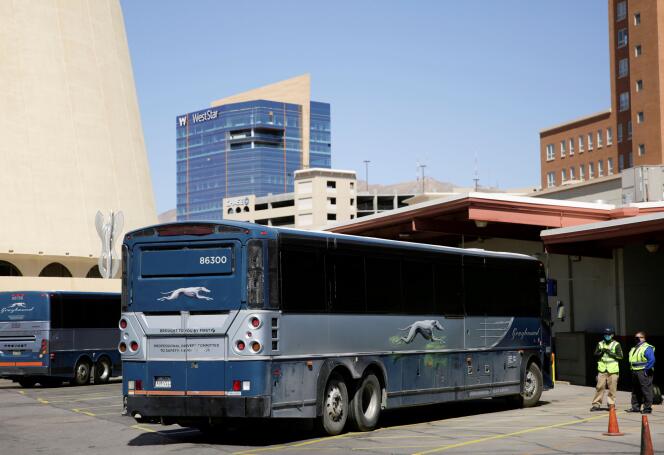 Ein Greyhound-Bus in El Paso, Texas am 5. März 2021.