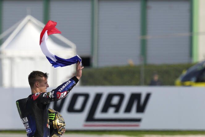 Fabio Quartararo a été sacré champion du monde en MotoGP à l’issue du Grand Prix d’Emilie-Romagne, à Misano Adriatico (Italie), le 24 octobre 2021.