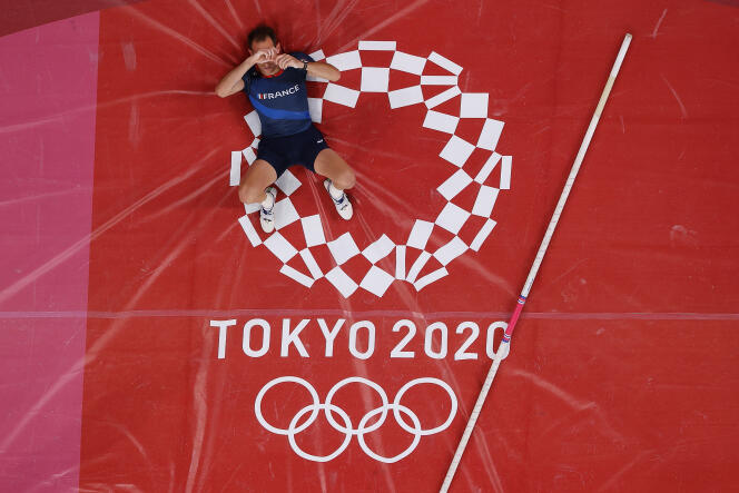Renaud Lavillenie, de l’équipe de France, lors de la finale masculine du saut à la perche des Jeux olympiques de Tokyo, le 3 août 2021.