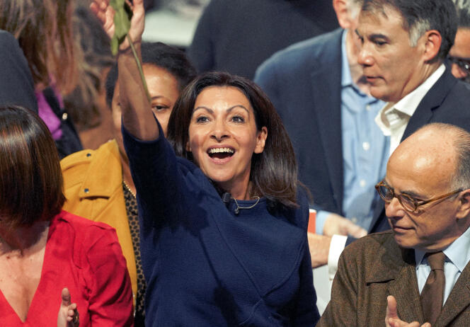 Anne Hidalgo lors de la convention d’investiture du Parti Socialiste, le 23 octobre 2021, au Grand Palais de Lille.