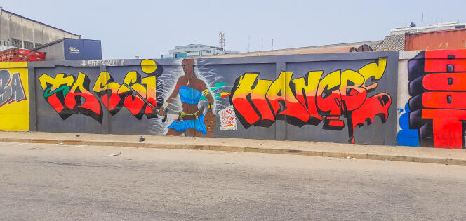 Tassi Hangbe, régente du Danhomè. Détail du mur du Patrimoine, à Cotonou (Bénin).