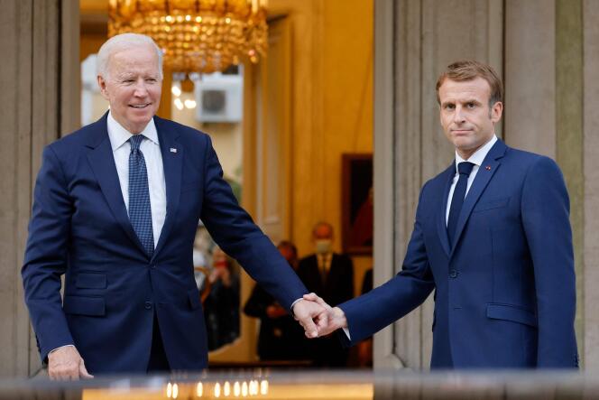 Rencontre entre Joe Biden et Emmanuel Macron, à la Villa Bonaparte de Rome, le 29 octobre 2021.