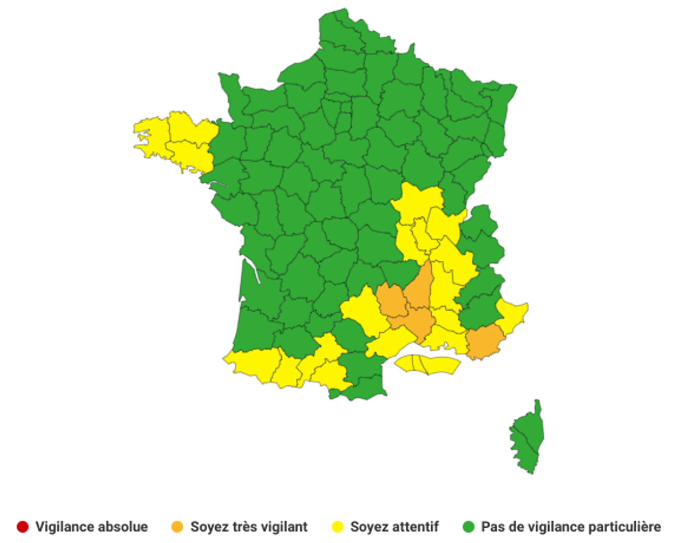 The vigilance map, published on October 30, 2021 at 10:08 a.m. (local time) by Météo-France.