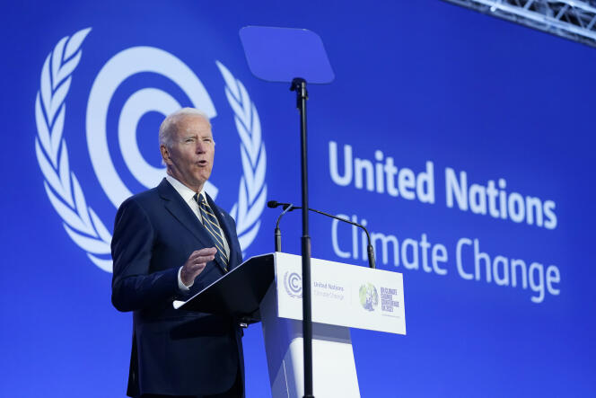 Le président américain Joe Biden au sommet de la COP26 de Glasgow, en novembre 2021. 
