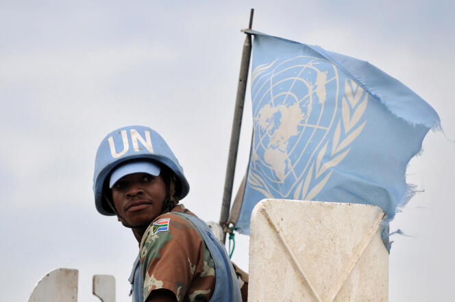 Une patrouille de la Mission des Nations unies pour la stabilisation en République démocratique du Congo (Monusco) à Goma, en novembre 2008.