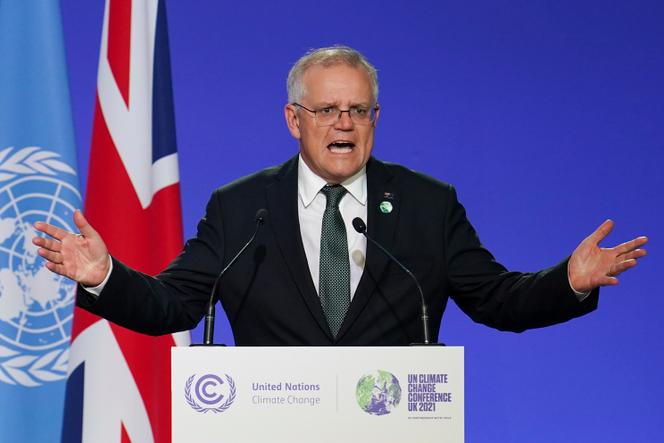 Scott Morrison à la réunion de la COP26 à Glasgow (Ecosse), le 1er novembre 2021.