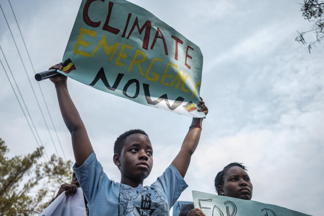 Leah Namugerwa, a young Ugandan activist, at a climate change protest on the outskirts of Kampala on September 20, 2019.