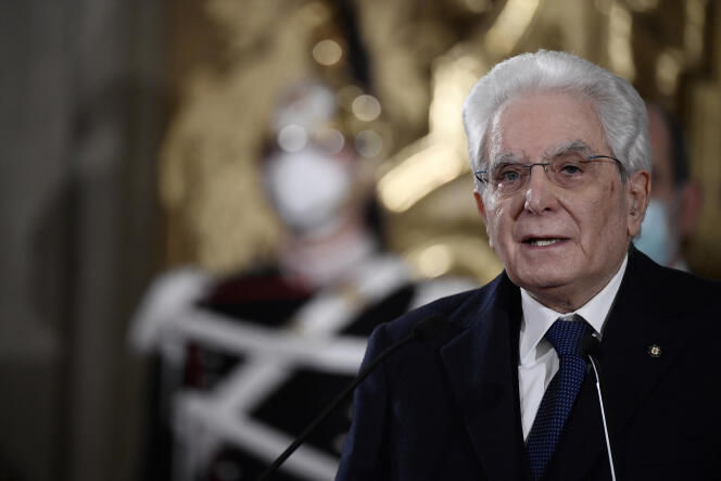 Il Presidente della Repubblica Sergio Materella il 2 febbraio 2021 al Palazzo Presidenziale di Guerrero, Roma.
