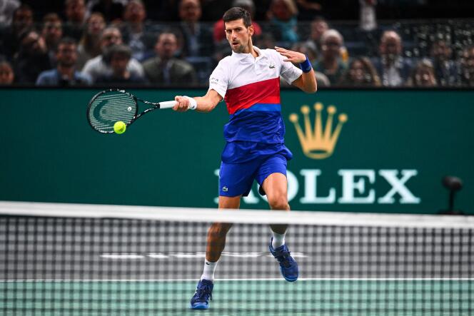 Servische Novak Djokovic, op de Master 1000 in Parijs, 2 november 2021.