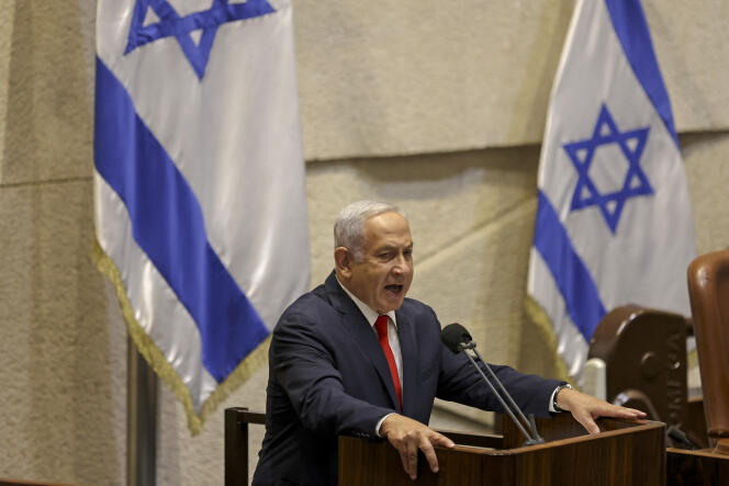 L’ancien premier ministre israélien et actuel chef de l’opposition Benyamin Nétanyahou, lors d’une séance plénière et vote sur le budget de l’Etat, à la Knesset (Parlement israélien), à Jérusalem, le 3 novembre 2021.