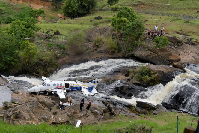 La carlingue de l’avion transportant Marilia Mendonca, à Piedade de Caratinga, dans le Minas Gerais, Brésil, le 6 novembre 2021.