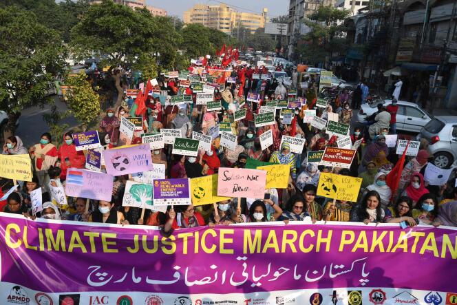 Campaigners for climate justice demonstrated in Lahore, Pakistan on Monday, November 8, as the second week of the COP26 talks begins in Glasgow, Scotland.