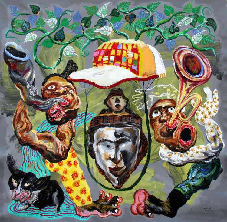 « Campanha de proteção », de Cristiano Mangovo (acrylique sur toile, 120 cm x 120 cm).