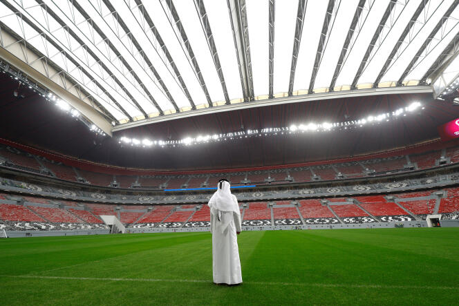 Le stade Al-Bayt, construit pour la Coupe du monde de football de 2022, au nord de Doha, au Qatar, en décembre 2019.
