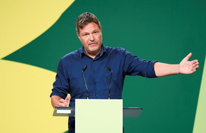 Ko-Vorsitzender der Grünen Robert Habeck bei einer Parteiversammlung am 17. Oktober 2021 in Berlin.