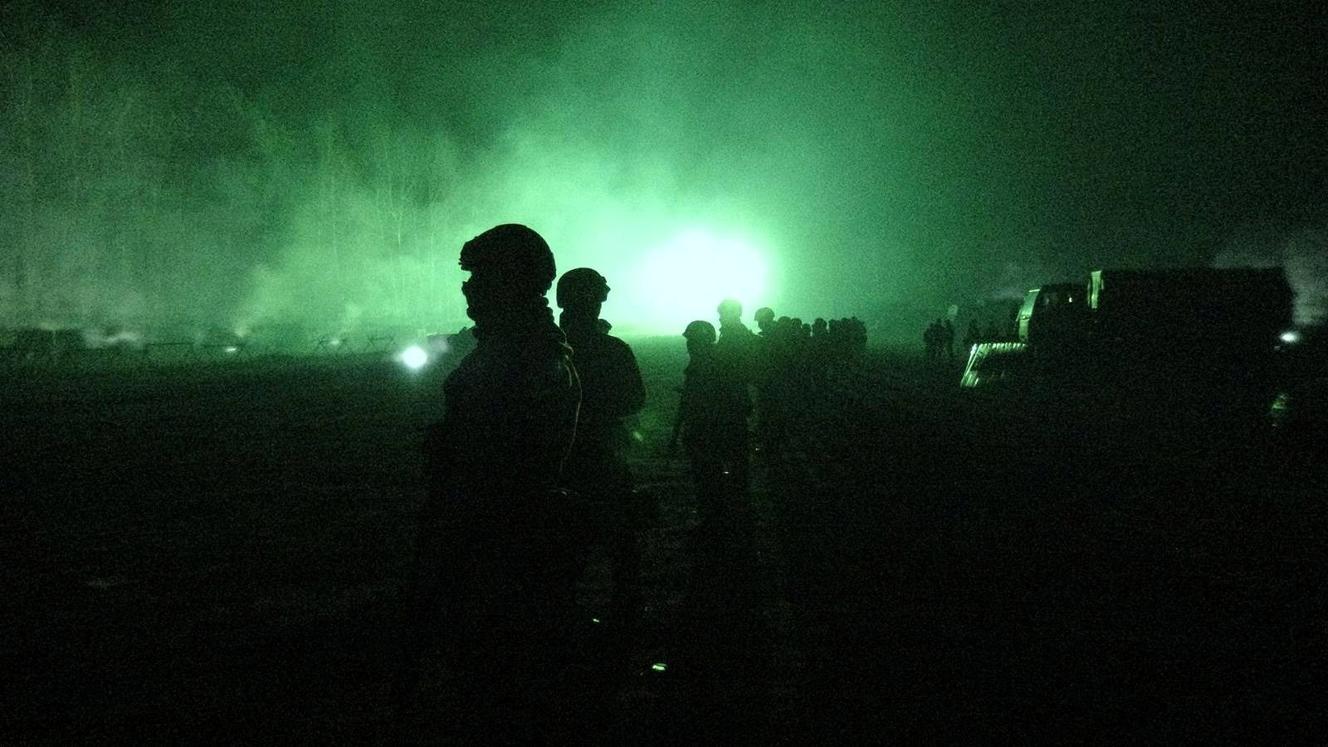 Polish soldiers on the border with Belarus, near Kuznica, Poland, Monday, November 15, 2021.