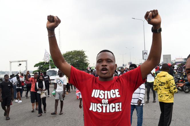 Lors d’une commémoration du massacre de Lekki, à Lagos, le 20 octobre 2021.